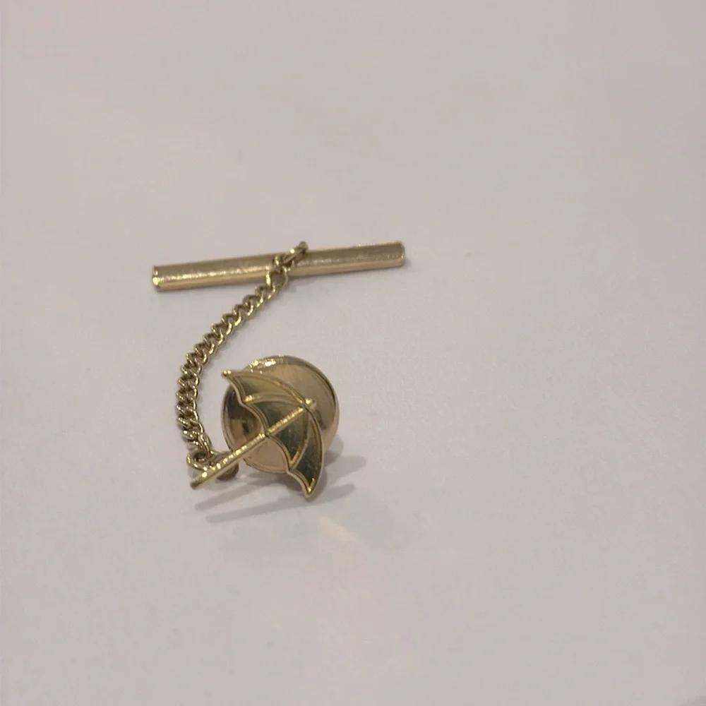 Vintage Umbrella TieTack Lapel Pin Gold-toned